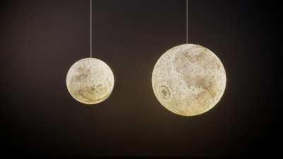 现代月球吊灯3D模型下载